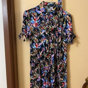 Colorful Shirt Dress with Tie